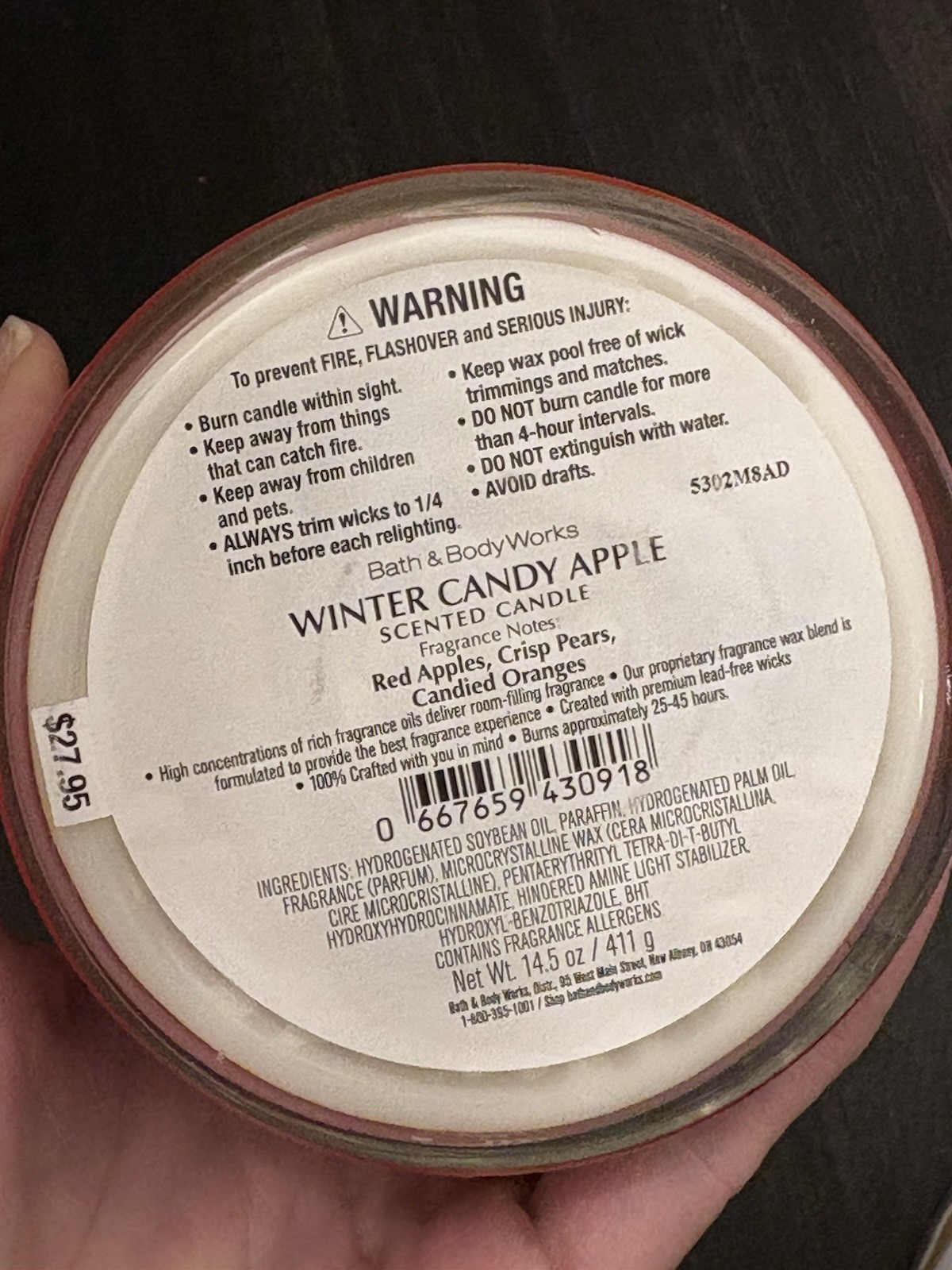 Bath & Body Works WINTER CANDY APPLE 🎅🍎 Scented 3 Wick CANDLE 25-45 HRS YUM