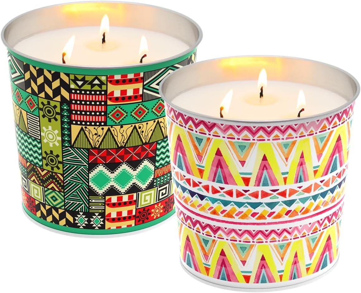 2 Packs Citronella Candle Outdoor Indoor Large 3-Wick Bucket Candles for Sum