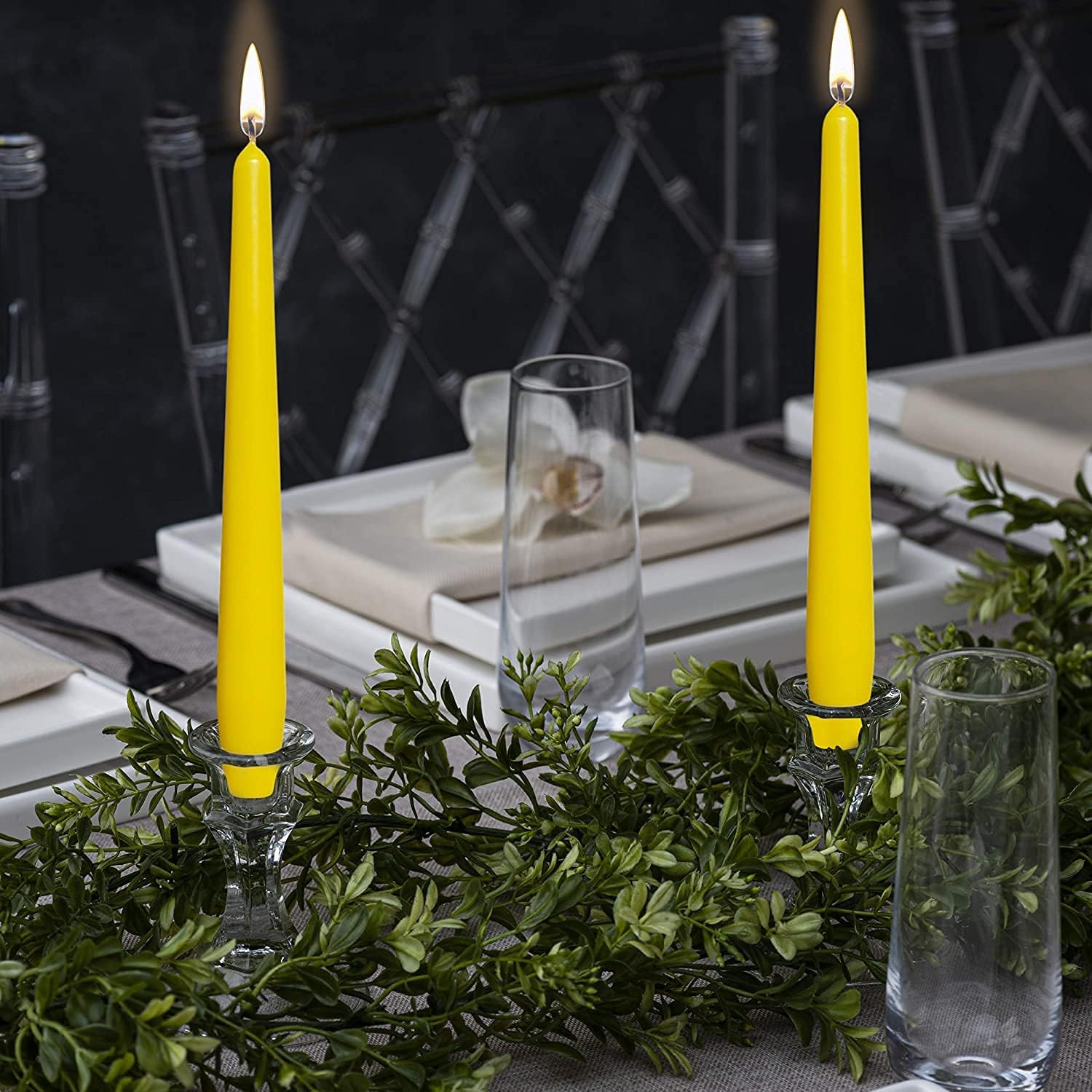 Yellow Taper Candles – 4 Pack Unscented 10 Inch Dinner Candle Set – 8 H