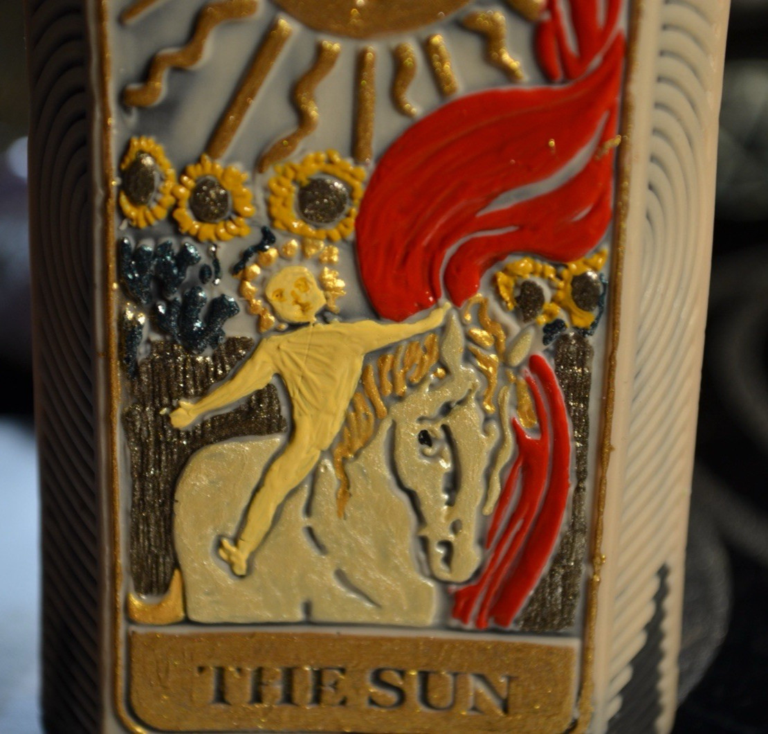 Esoteric Tarot Candle Set Sun XIX & Moon XVIII Light Shadow Balance Ritual Decor