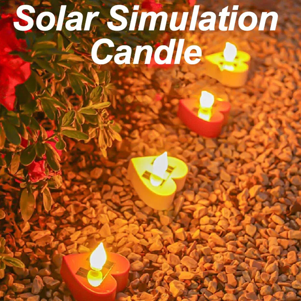 Solar Waterproof Flameless LED Tea Light Candles Flickering Dusk to Dawn Outdoor