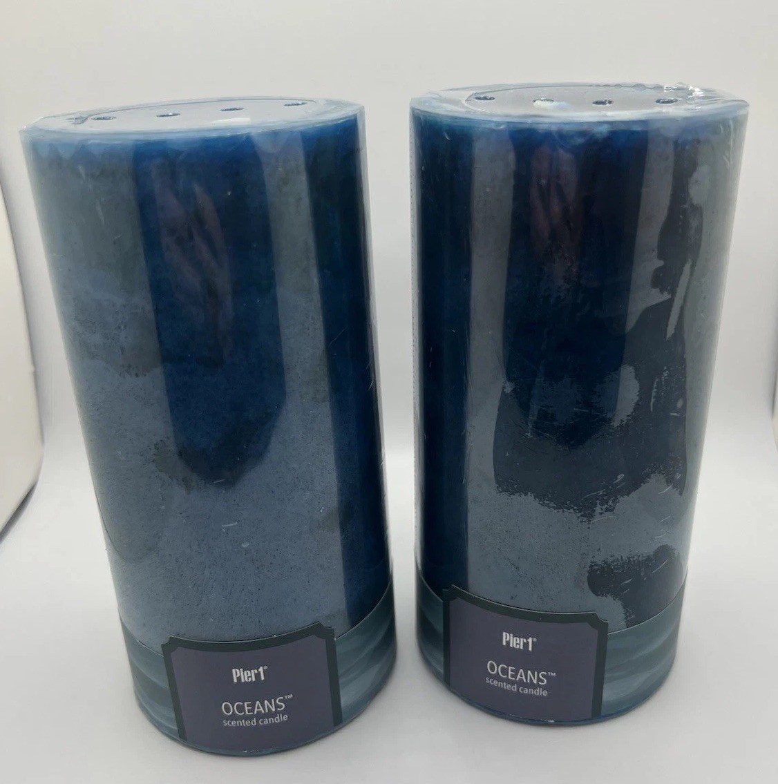 Set Of 2 Pier 1 Imports OCEANS Scented Pillar Candle 3×6 •NEW• Sealed• D/C