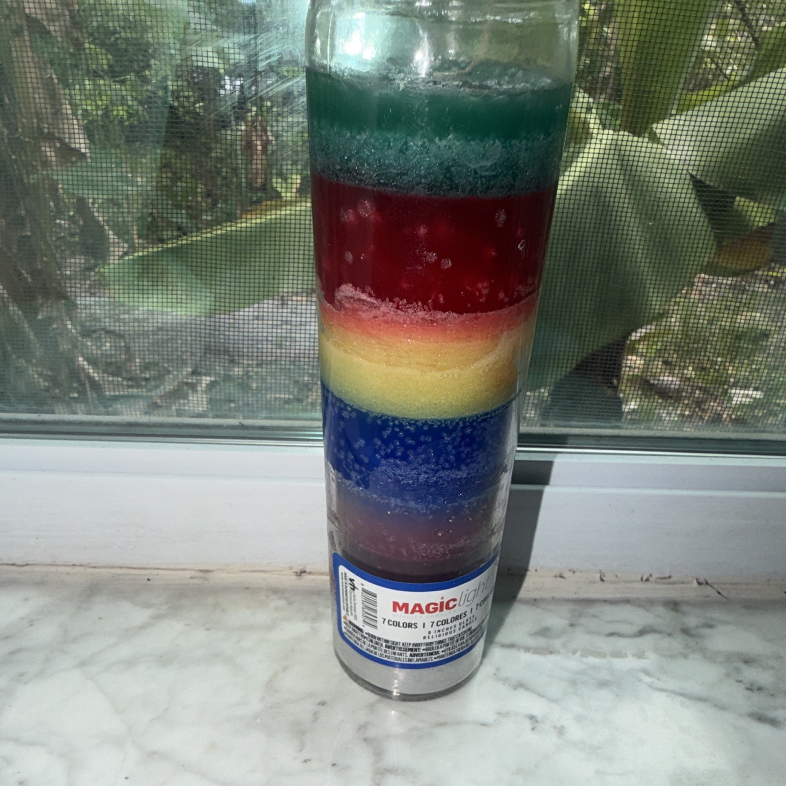 Magic Light 7-Color Rainbow Multicolor Glass Jar/Container Candle