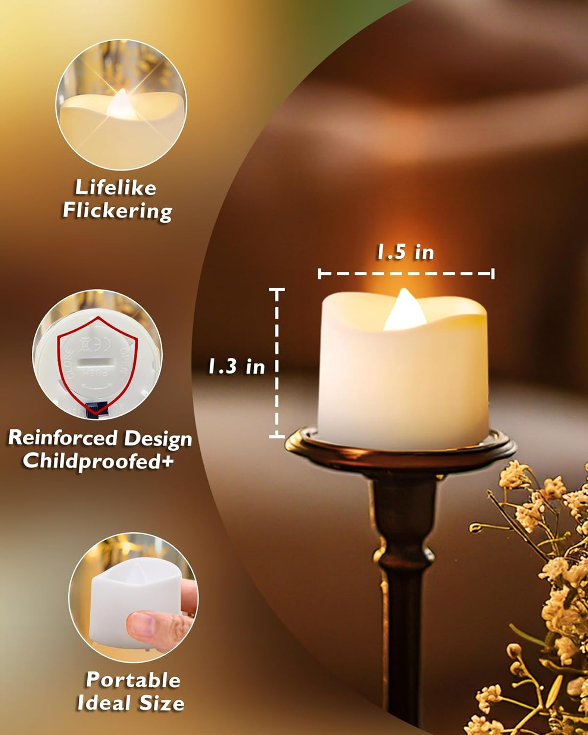 24Pcs Flickering Flameless Candle Battery Operated, 200+Hours Fake