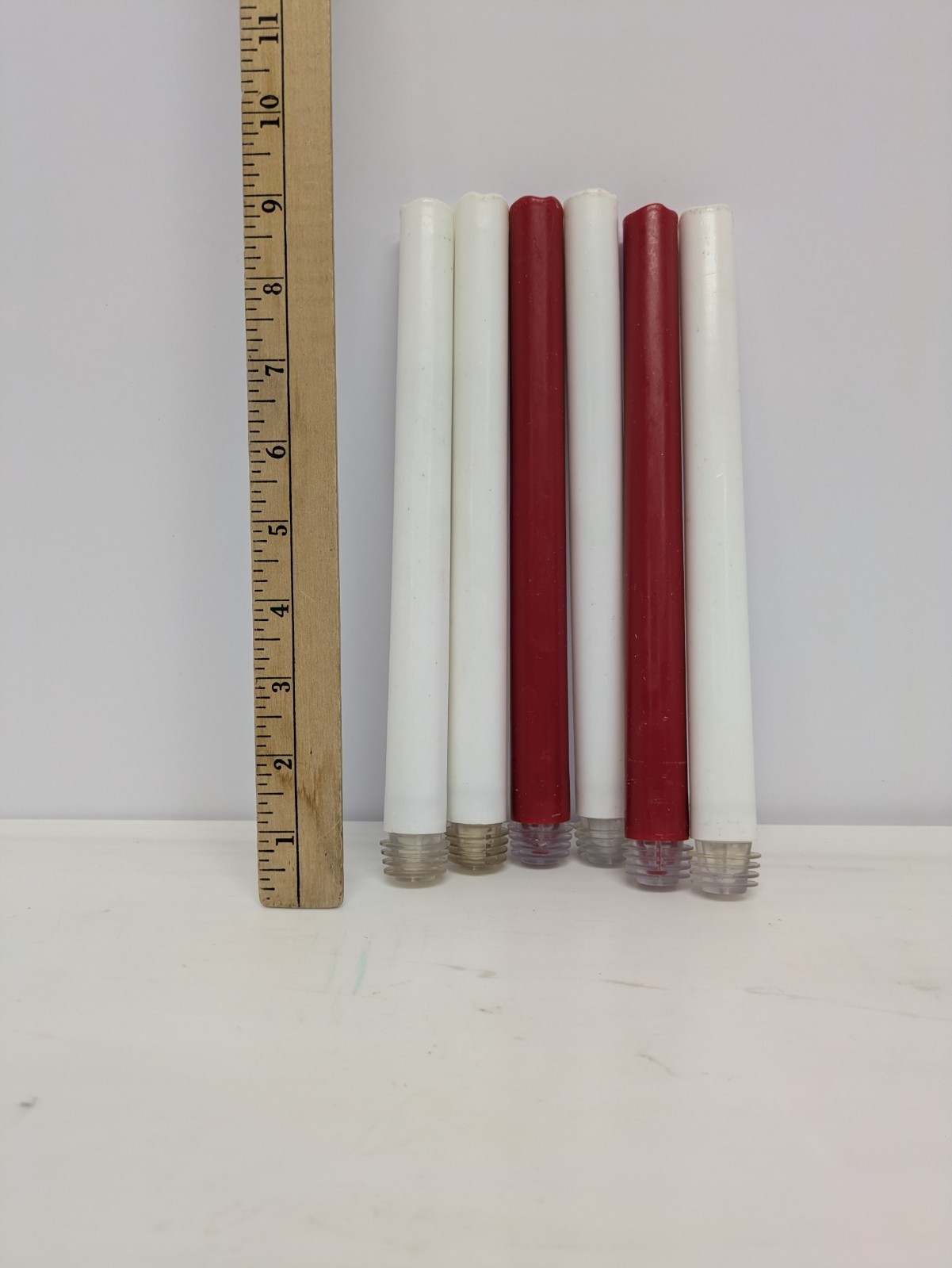 CANDLES (2) RED (4) WHITE 9 inches Tall 2 AA BATTERIES NEEDED NOT INCLUDED