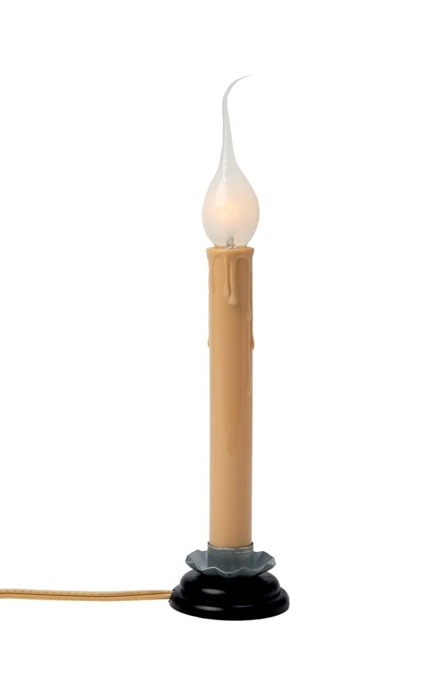 Creative Hobbies 7 Inch Electric Rustic Country Candle Lamp with On/Off Cream