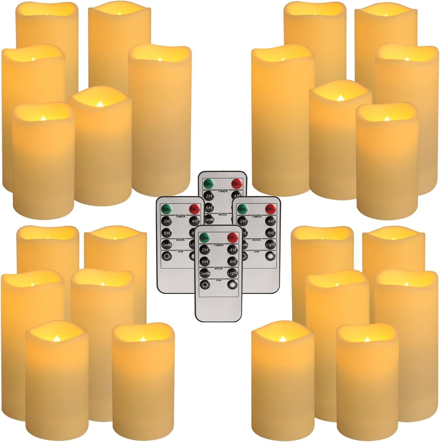 Set of 24 Waterproof Outdoor Flameless Candles, LED Candles with 4 Remote and Ti