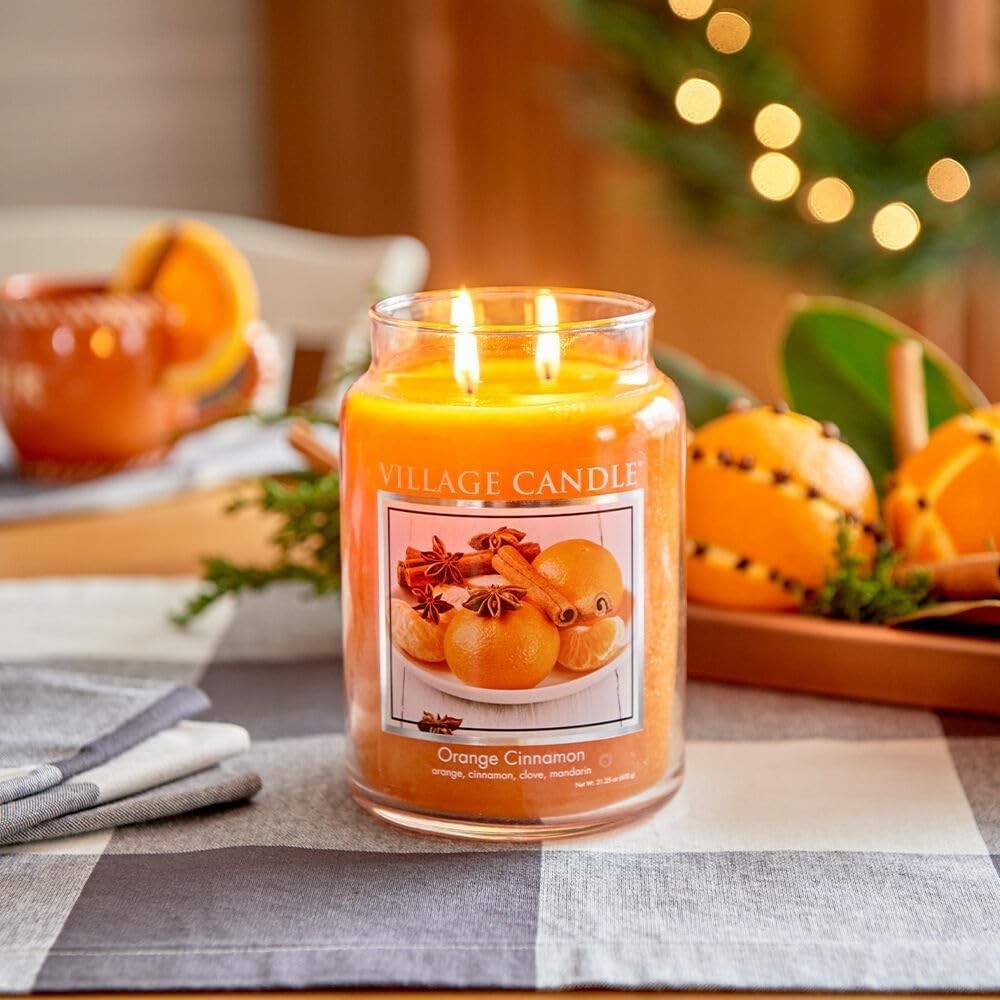 Orange Cinnamon Large Glass Apothecary Jar Scented Candle, 21.25 oz, 21 Ounce