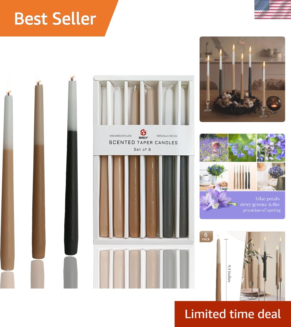 Handmade 6-Pack Bluebell Scented Taper Candles – 10 Inch Slow Burning Elegance
