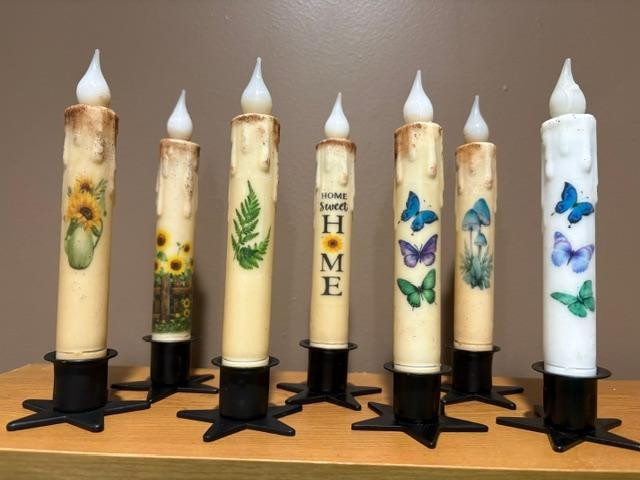 Nature ~ Flowers ~ Animals ~ Taper Candle ~ 6 Hour LED with Timer ~ 40 +Designs