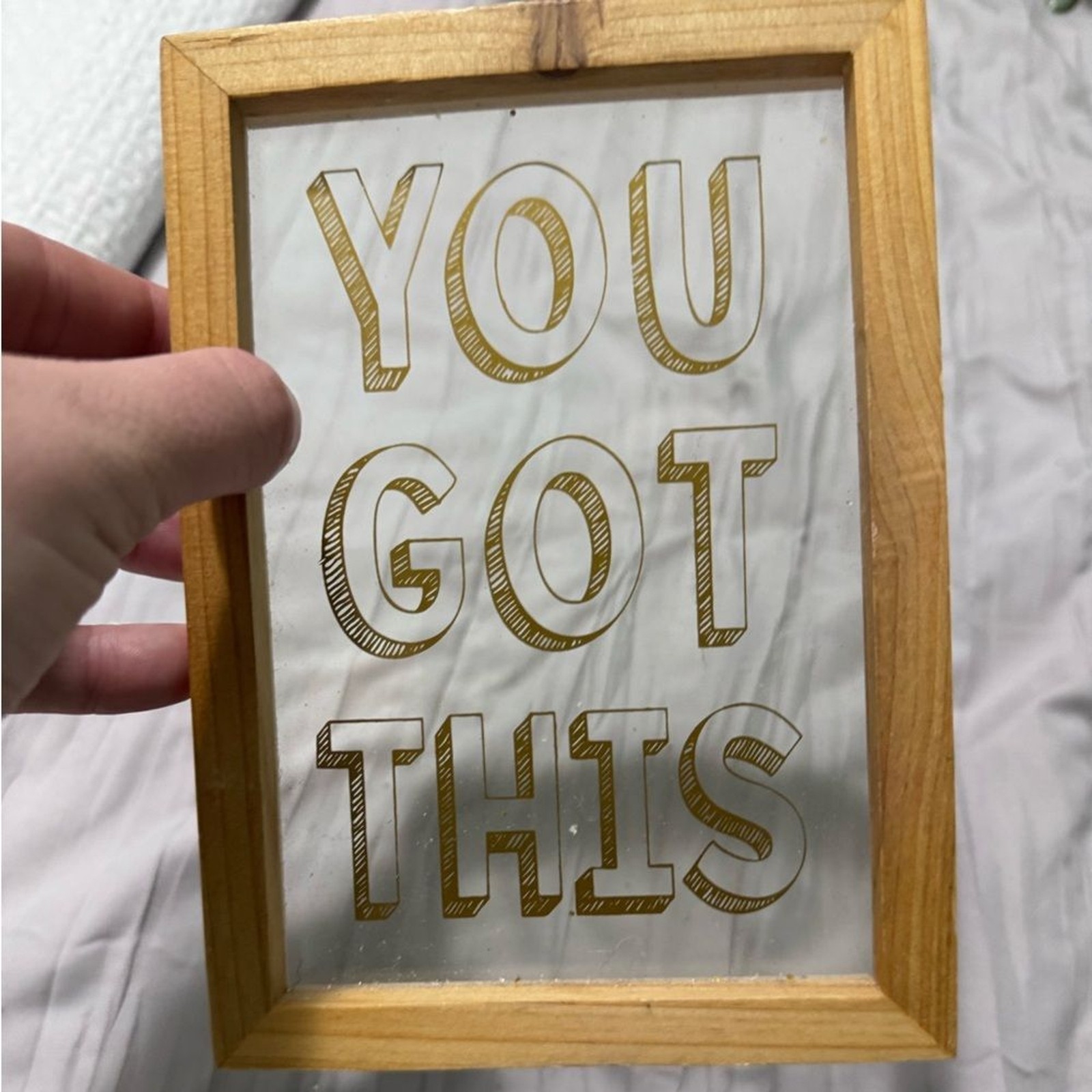 Target Wooden Framed Art with Gold Text