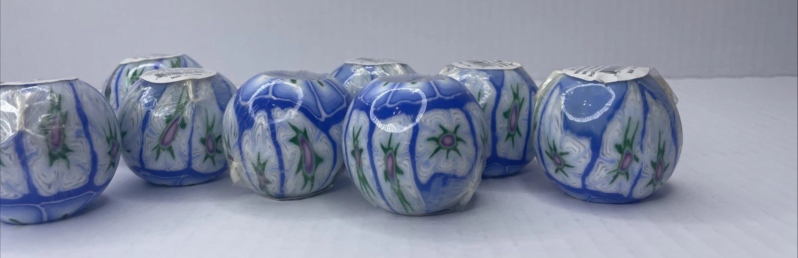 NEW 8 Pack Glow Round Shape Floral Geometric Candle New