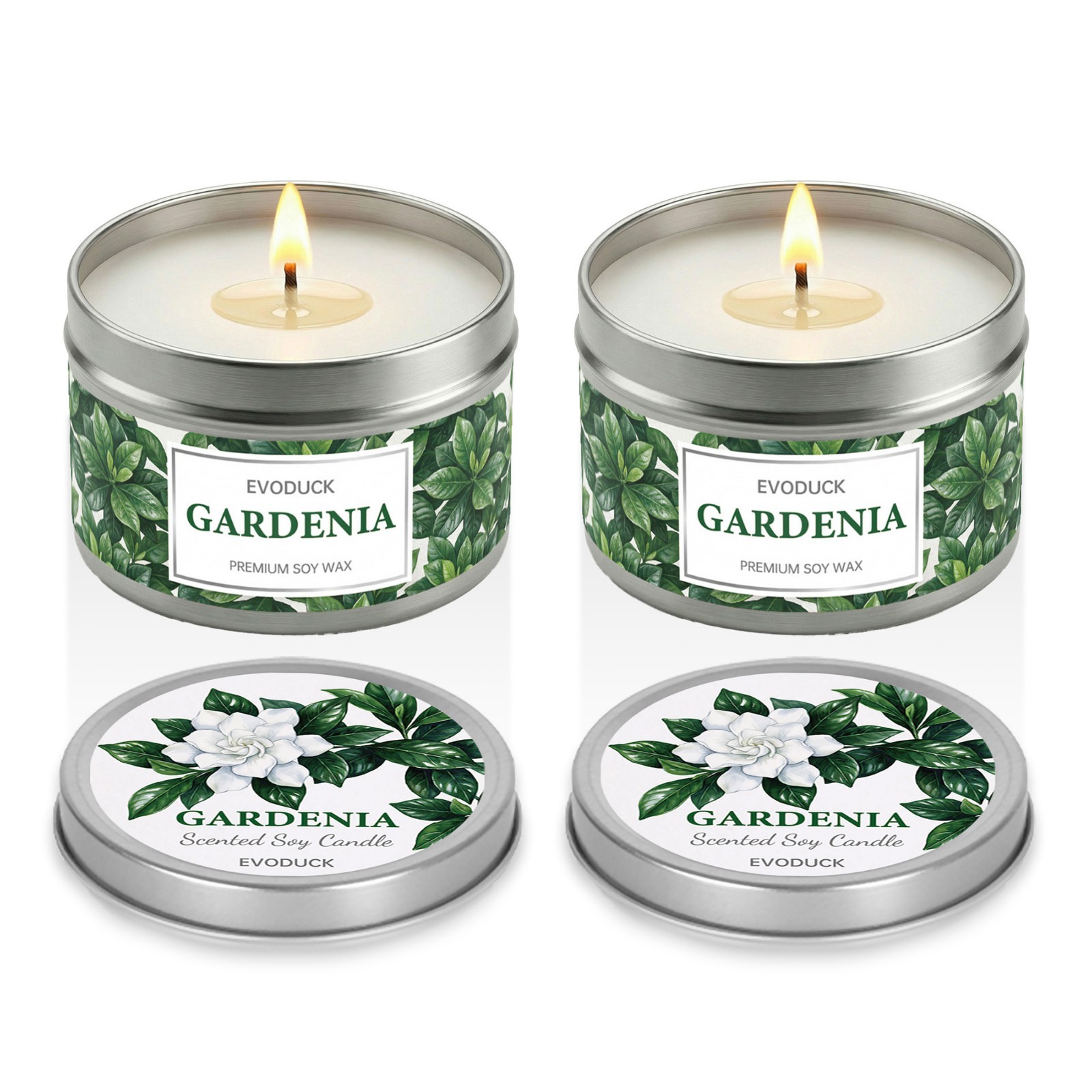 2 Pack Gardenia Scented Candle Soy Floral Home Fragrance Gift for Her Aroma