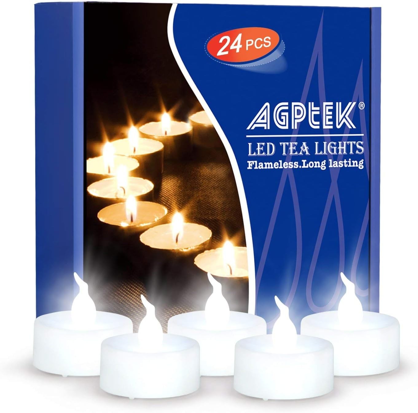 Timer Tea Lights,24 Pack Flameless LED Candles Battery-Operated Tealight No…