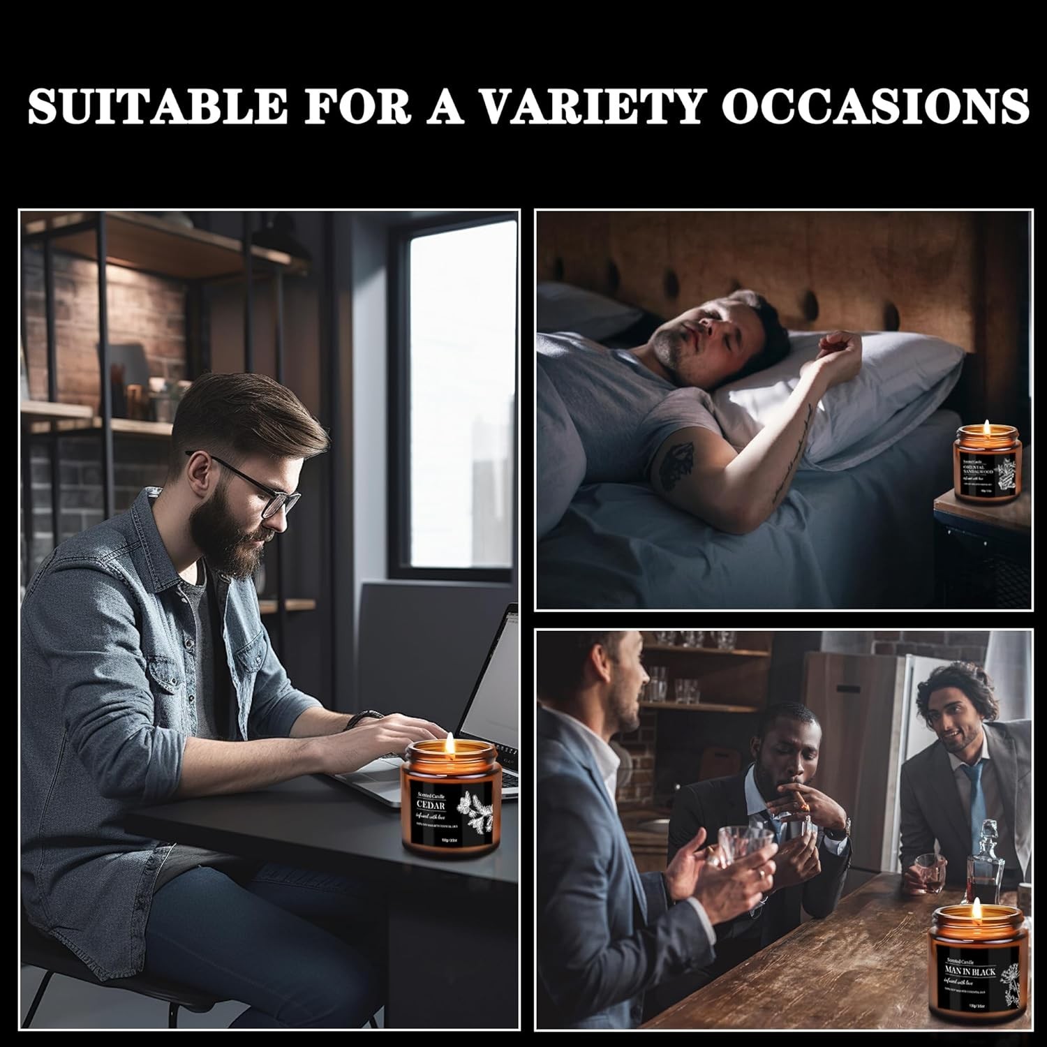 Scented Candles for Men | 6 Pack Candles for Home Scented, 150 Hour Burn Time…