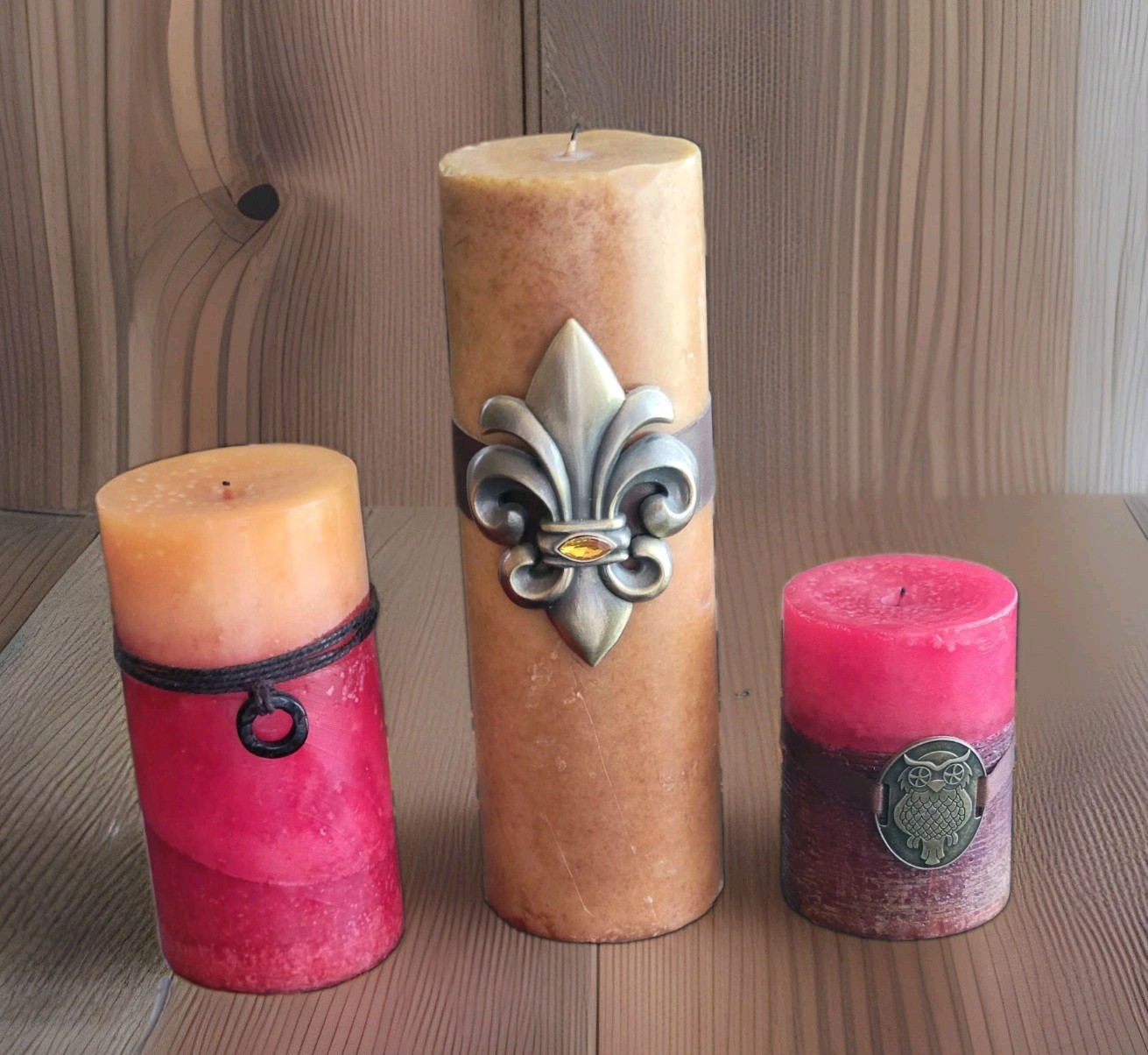 Set/3 Fleur de Lis Candles Art Decor