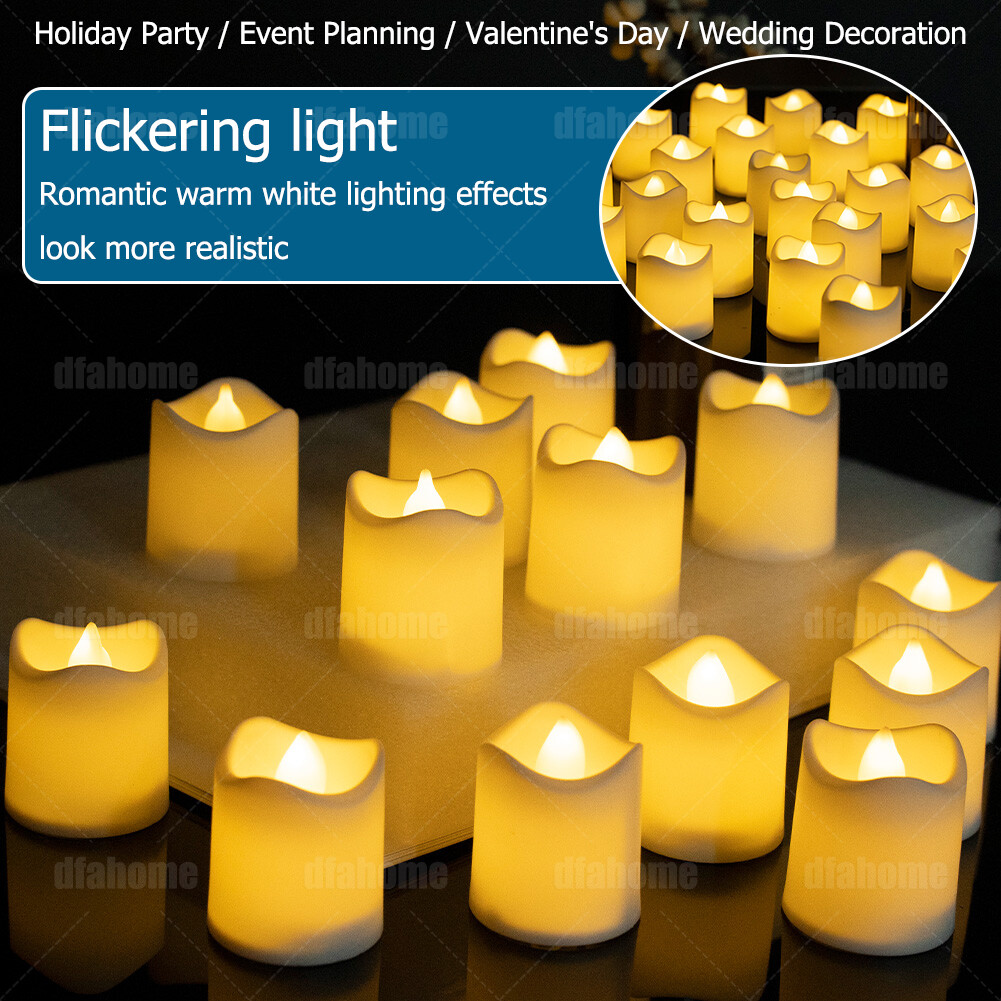24/48 Pack Flameless Flickering LED Tea Lights Votive Candles Halloween Decor