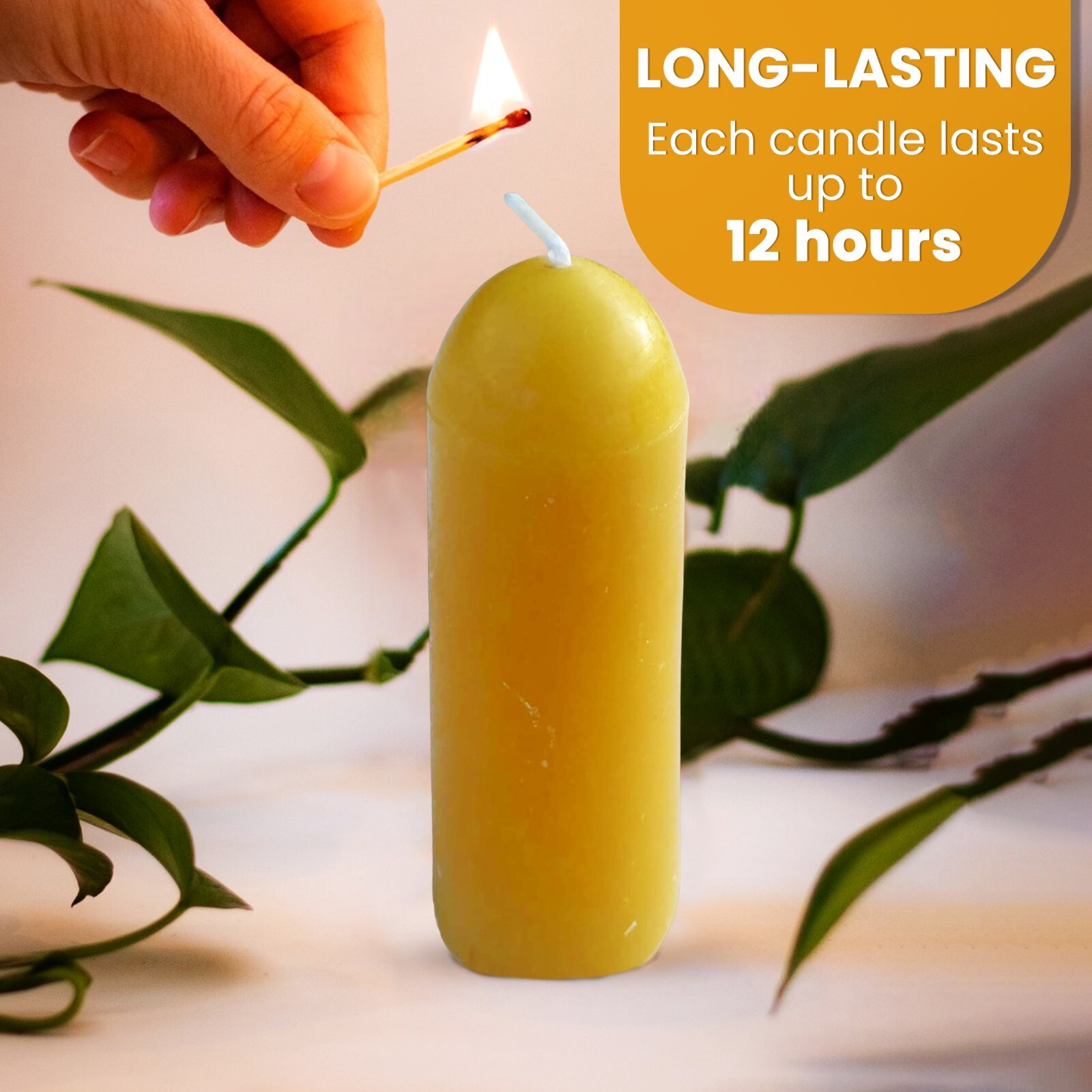100% Pure Beeswax Lantern Candles (12 Hours Burn Time Each) – All Natural