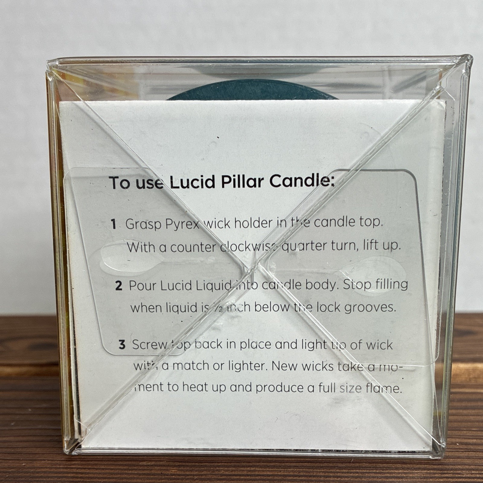 Lucid Refillable Teal Round Pillar Candle 3in x 4in Wax LC10033