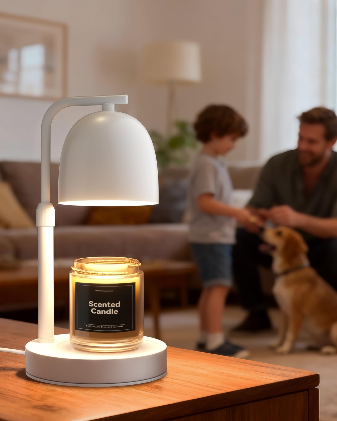 Candle Warmer Lamp with Timer & Dimmable, Adjustable Height White Candle Warm…