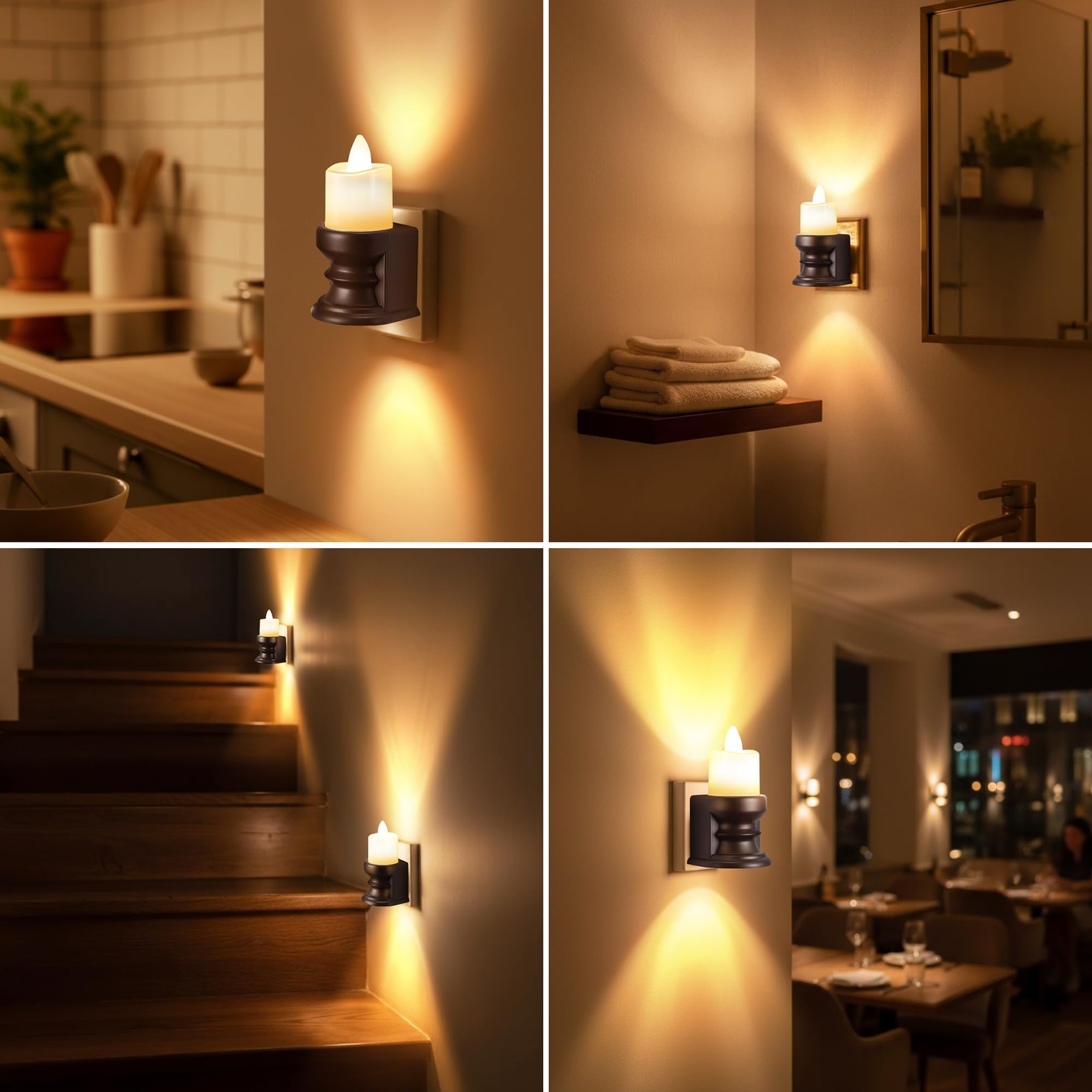 Flickering Flameless Candle Night Light Plug in, Dimmable Nightlight with Dus…