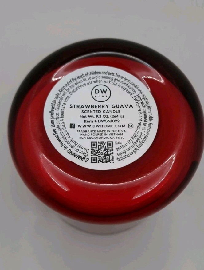 DW Home Strawberry Guava 1-Wick Scented Candle 9.3 oz Jar Home Fragrance