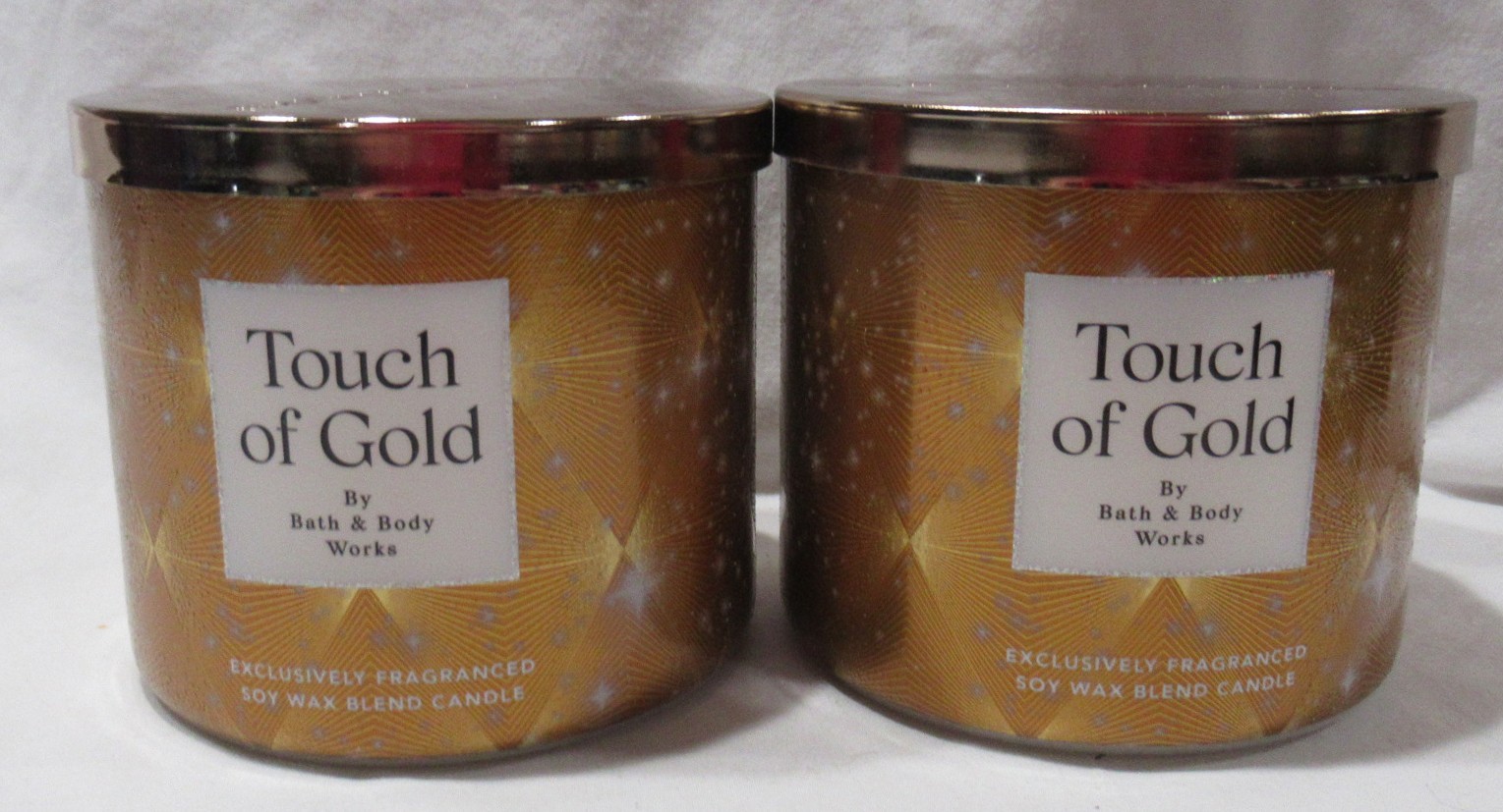 TOUCH OF GOLD by Bath & Body Works 3-wick Scented Candle Lot Set of 2