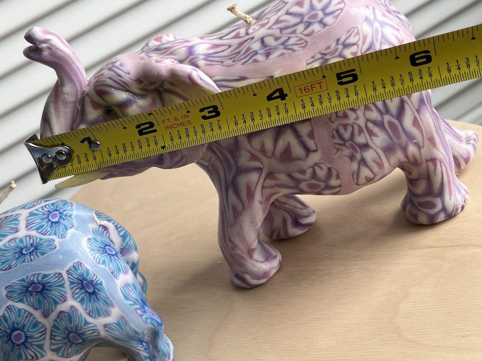Vtg Swazi Candle Elephant Rhino Millefiori Wax Art African Animals Lot Of 2