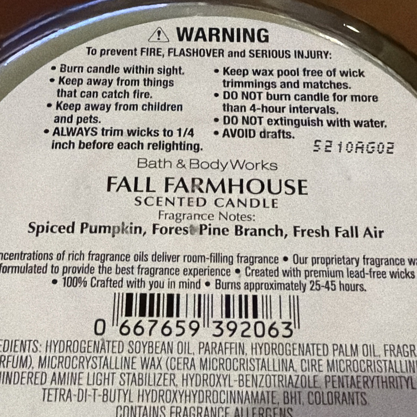 Bath & Body Works FALL FARMHOUSE Scented 3 Wick CANDLE 25-45 Hrs Soy Wax 14.5oz