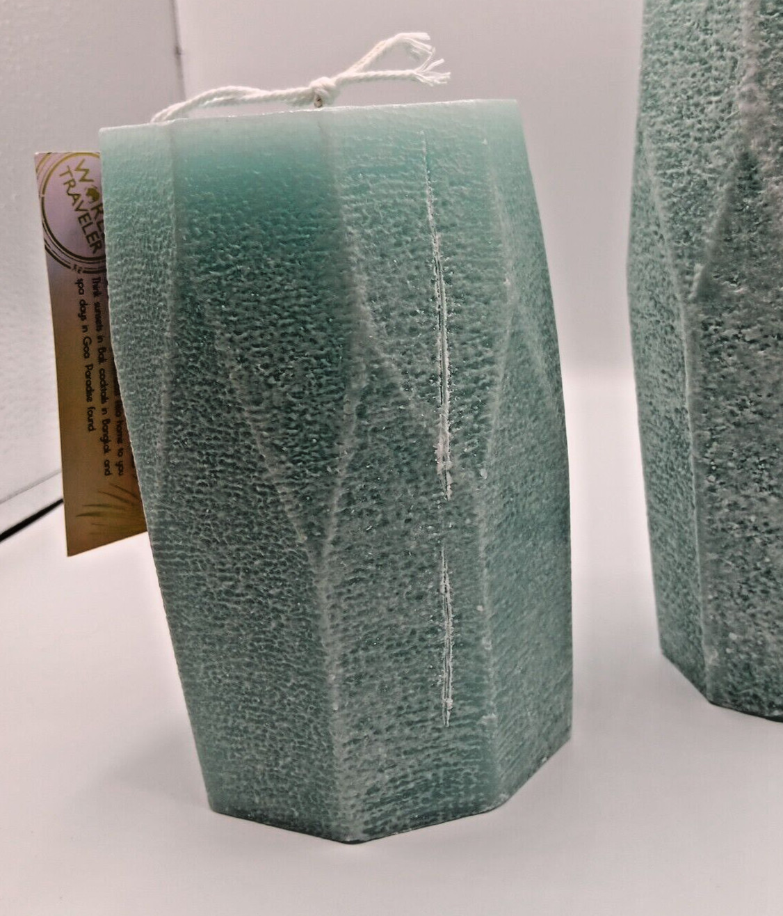 200 hour Geometric candle/ Pastal Green 2 pices set (4 in x 8 in) /(4 in x 6 in)