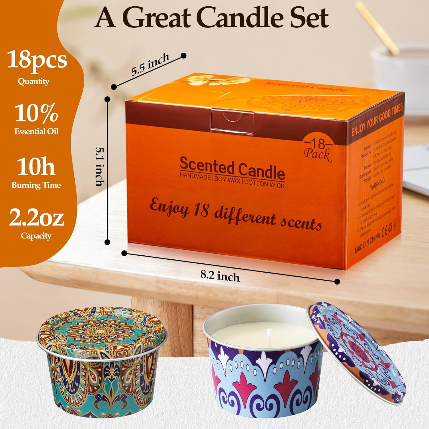 Scented Candles Set, 18 Pack(40Oz) Travel Soy Wax Candles Bulk, Long Lasting Aro