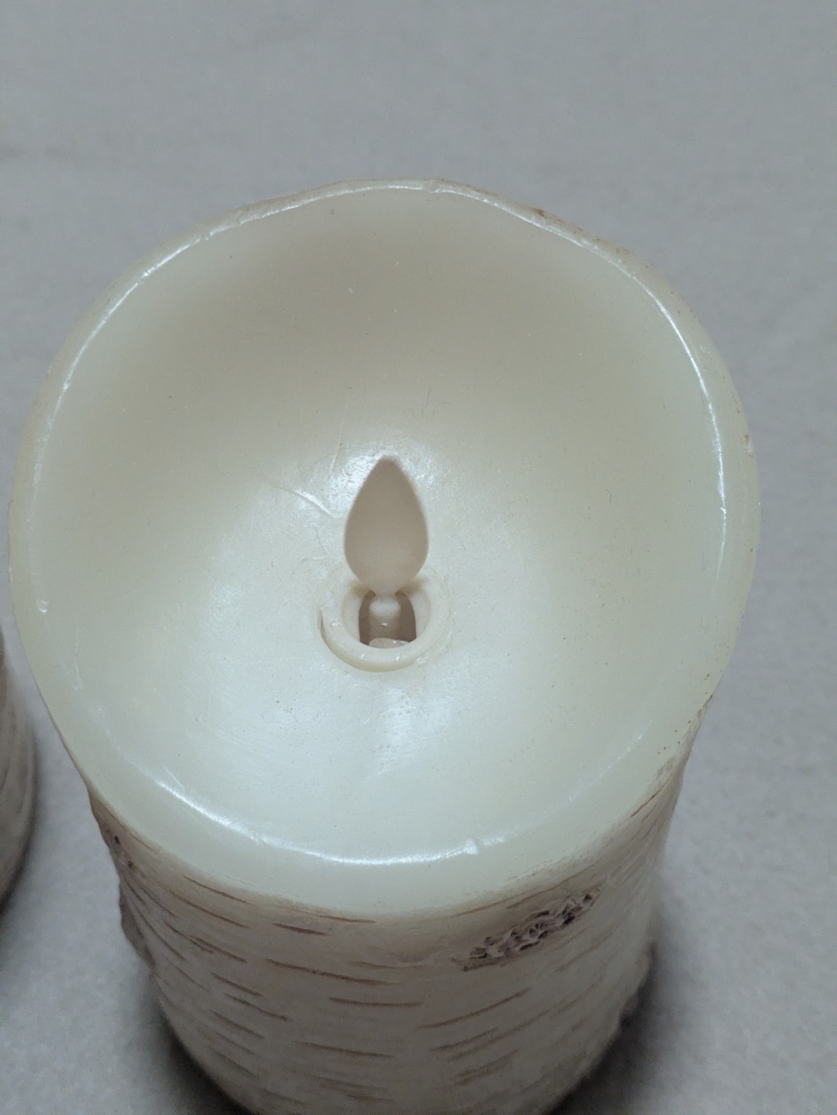 Luminara Flameless Moving Flame Pillar Candles Birch Bark Tree NO BATTERIES