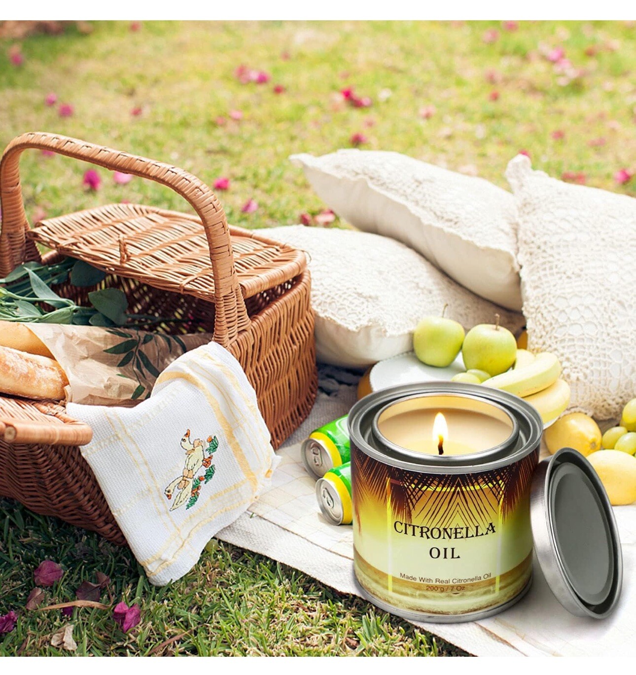 4 Pack Citronella Candles Outdoor, 28 Oz 200 Hours Burn Scented Citronella Ca…