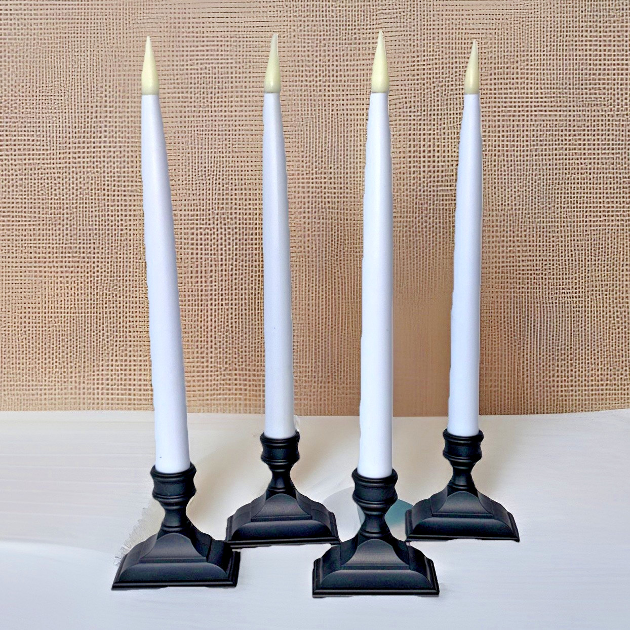 Set of 4 – 612 Vermont LED Battery Taper Window Candles Antique Bronze 13.5″