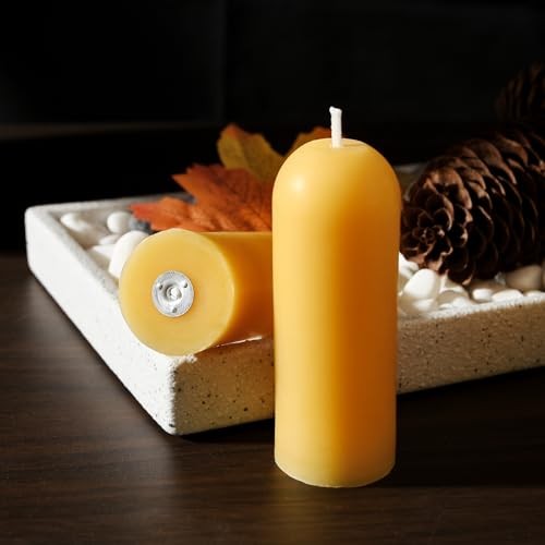 15 Pack Beeswax Pillar Candles – Yellow, 3.5″ Long Burning, Dripless Emergency C