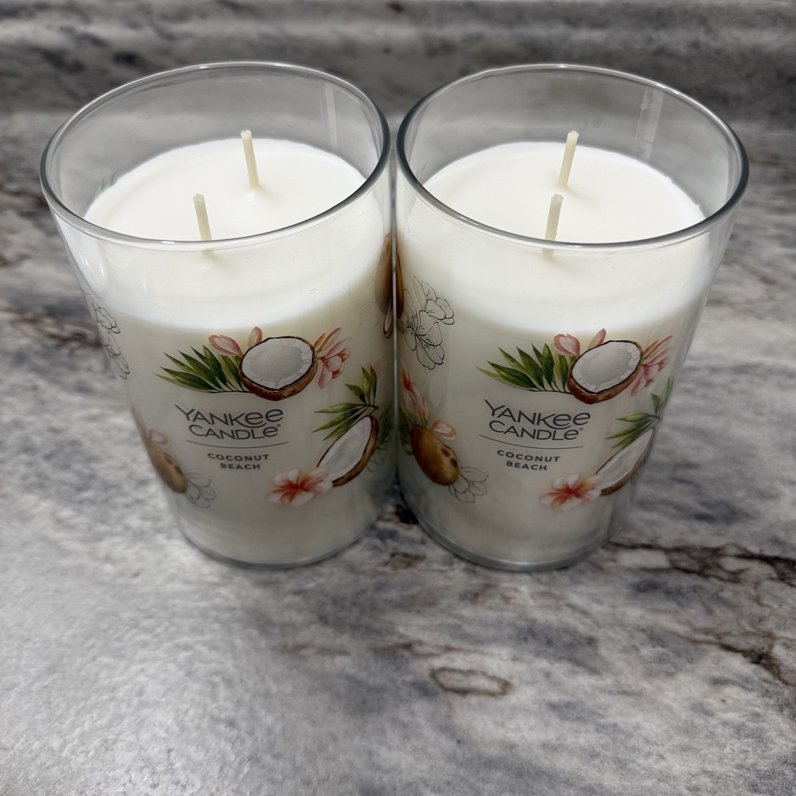 NEW Lot of 2 Yankee Candle Coconut Beach Signature Large 20 oz 2-Wick Candles!