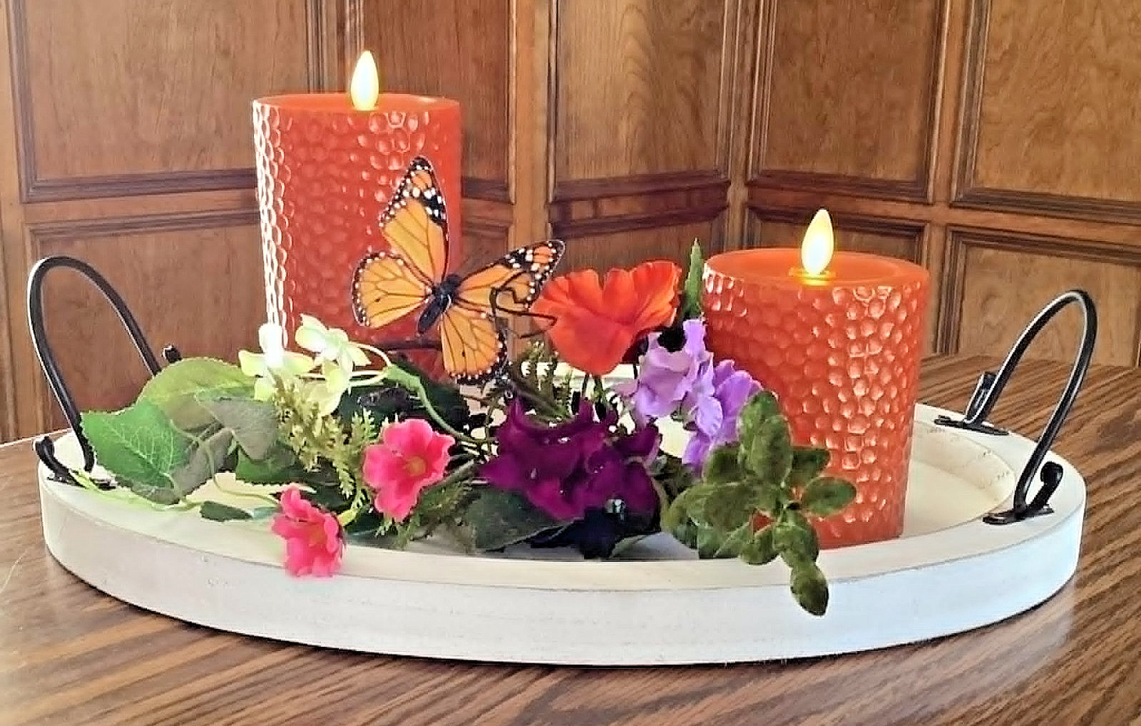 Luminara S/2 Flameless 4″& 6″ Metallic Hammered Pillar Set In AUTUMN – FREE SHIP