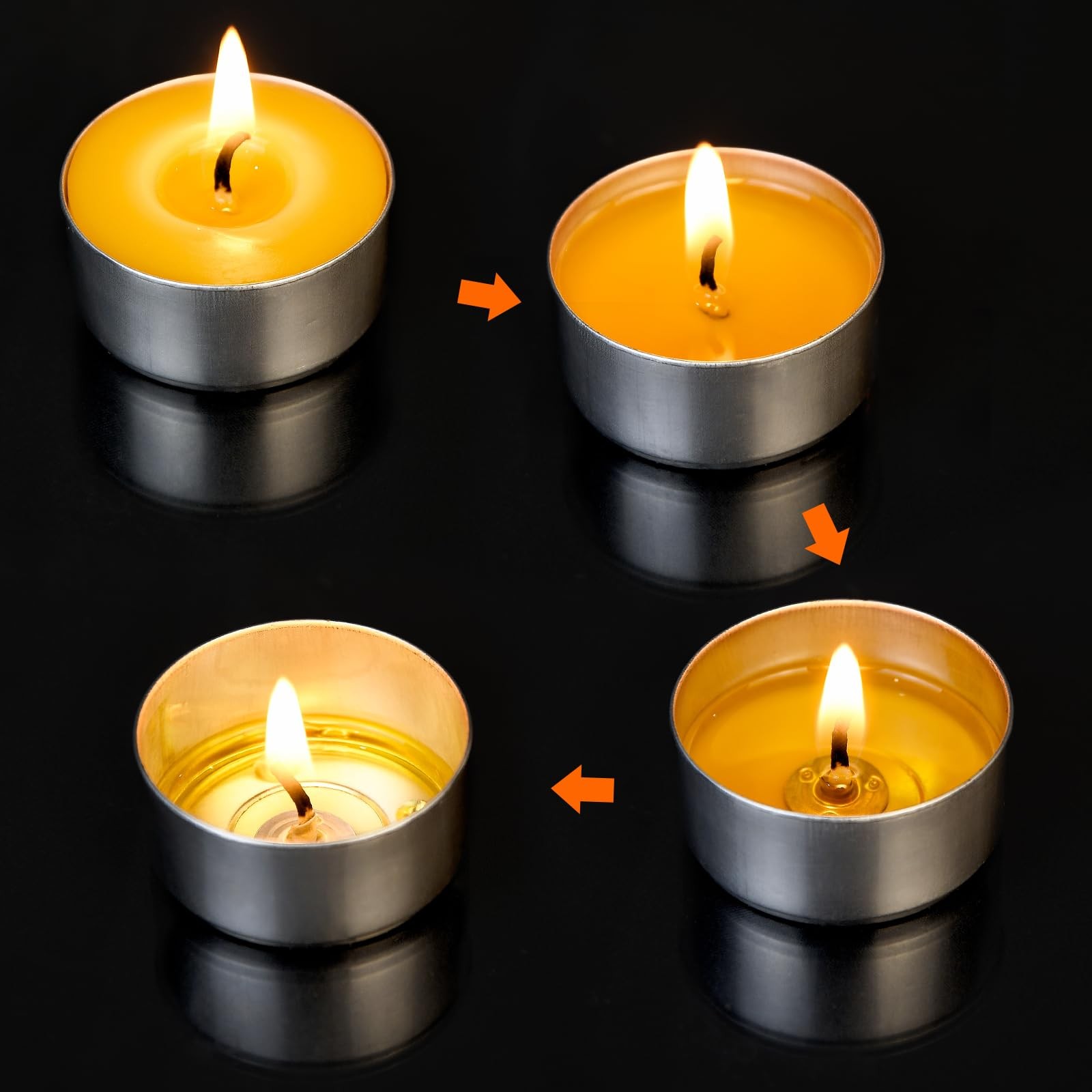 50Pack Pure Beeswax Tealight Candles in Aluminum Cups 45 Hour Burn Time, Lea…