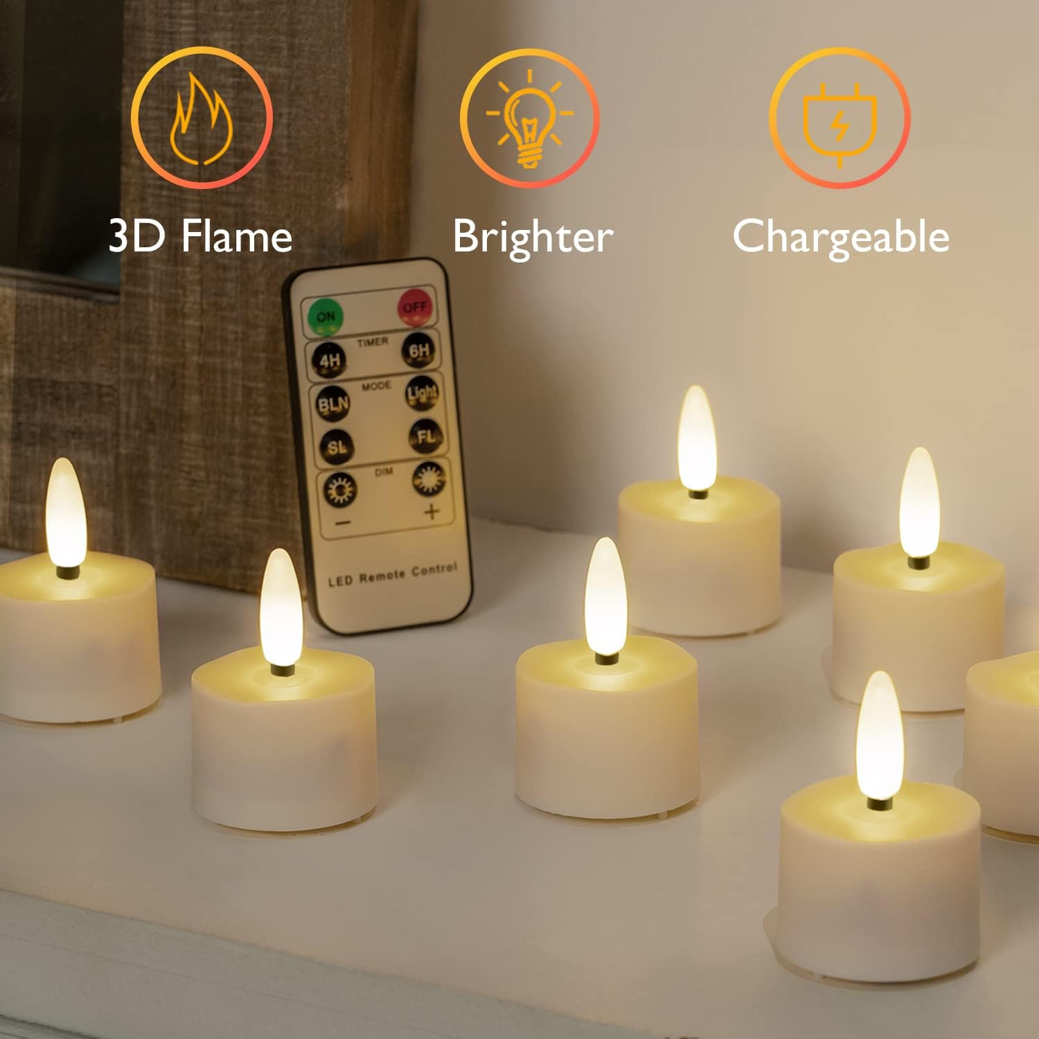 Homemory Flameless Rechargeable Tea Lights with Remote Timer – LED Tea Lights Ba