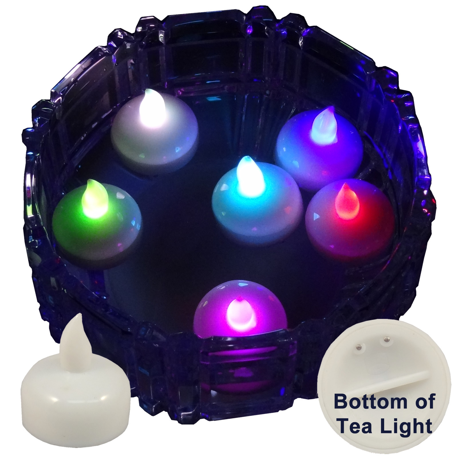 6 Multi-color Led Floating Floral Tea Light Candle for Wedding Centerpiece Decor