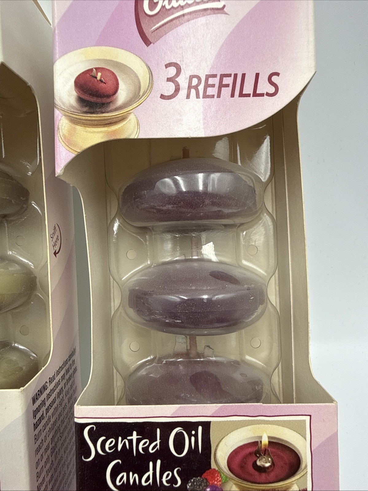 NOS Glade Scented Oil Candles Unit And Refills 5 Packs of 3 Refills Dewberry