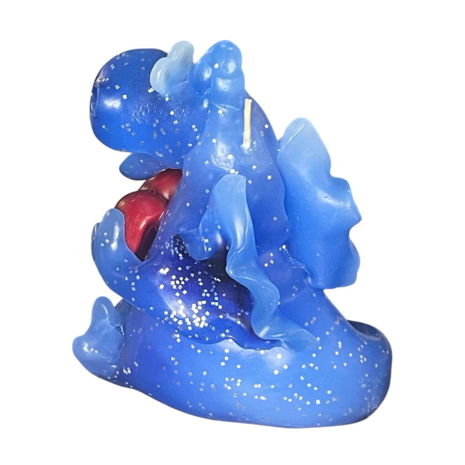 Northern lights handcrafted glitter blue dragon Mystic candle heart Valentine