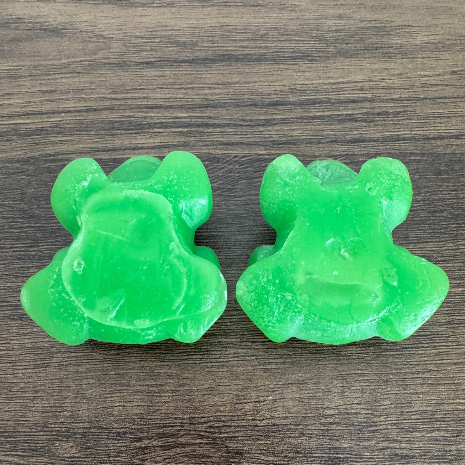 Vintage Molded Wax Candle Frog Shaped Green with Spots Small Never Lit_Set of 2