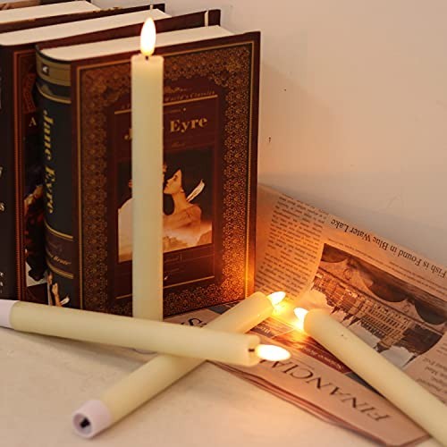 Set of 2, 8″ Luminara Real Wax Flameless Taper Candles Moving Wick Ivory Weddin