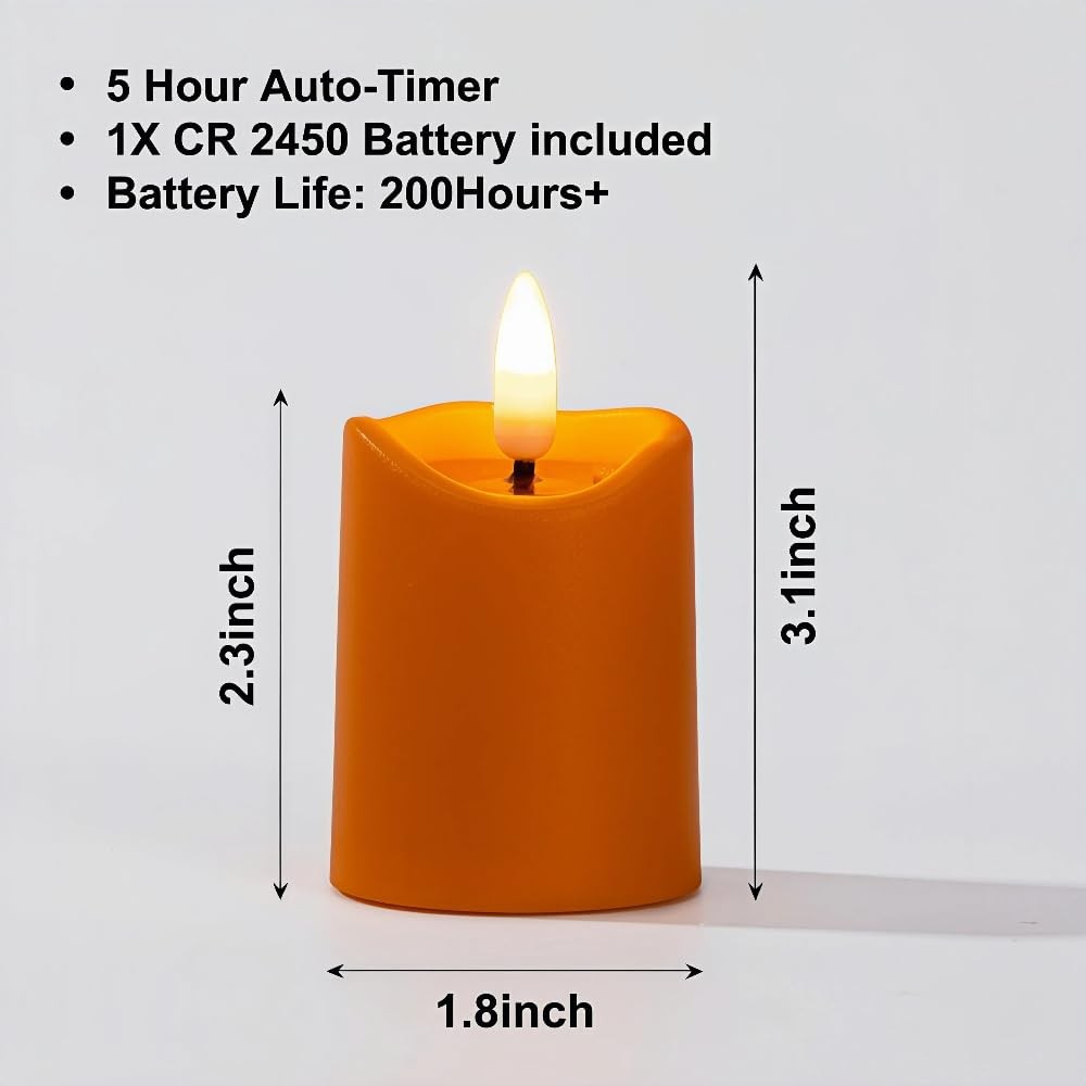 Simplelight Orange Halloween Flameless Votive Candles With Timer Realistic Black