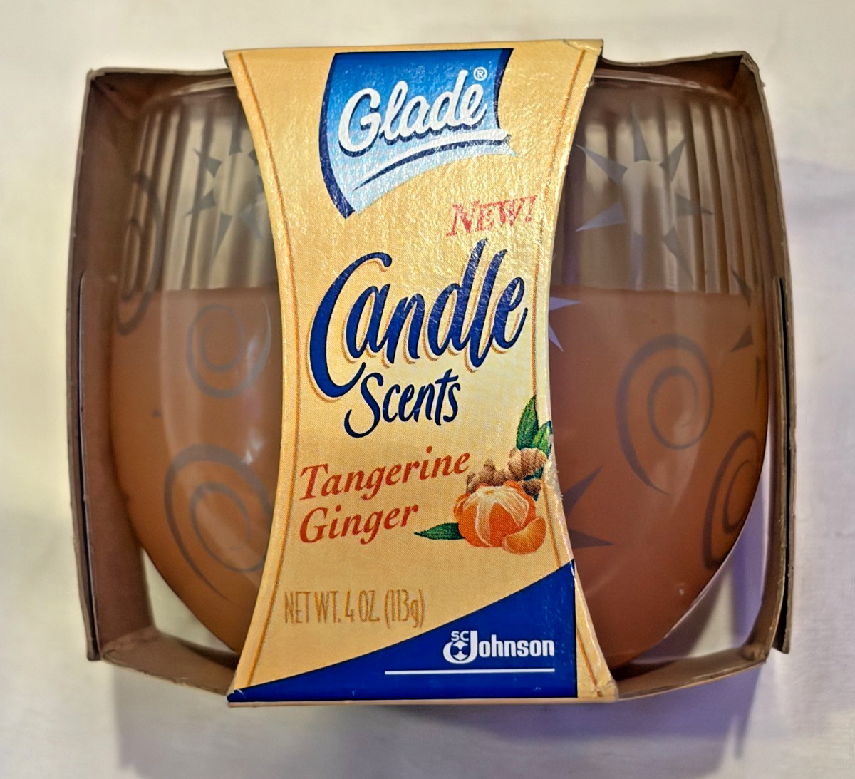 Vintage NEW 2001 Glade Candle Scents Tangerine Ginger Small Jar Candle 4 oz.