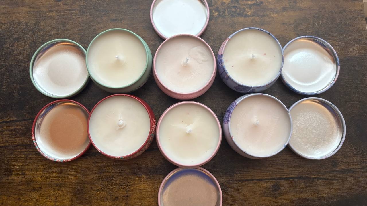 Handmade Soy Wax Candles – Set of 6 in Decorative Tins, Organic and Eco-Friendly