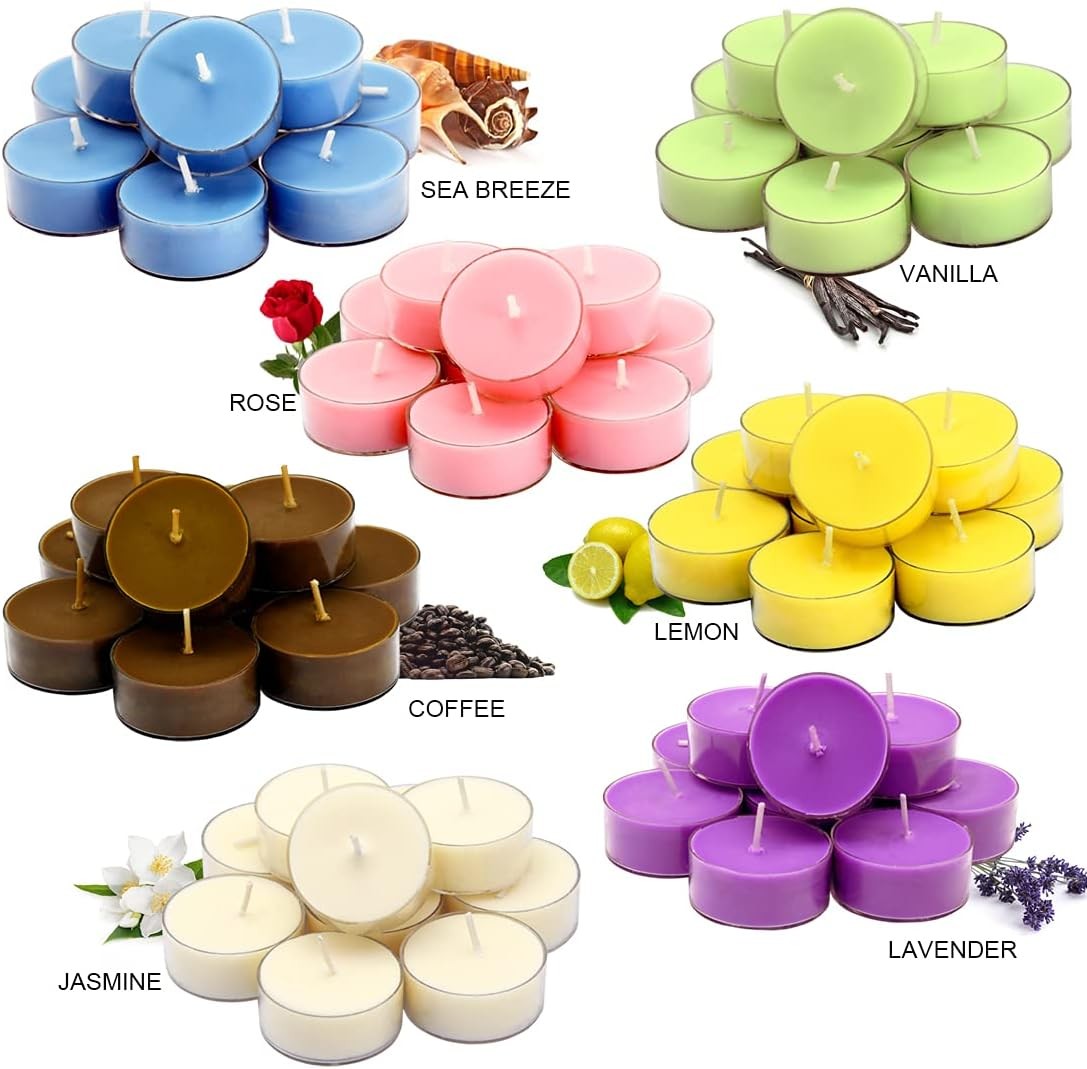 Natural Scented Soy Wax Tealight Candles Bulk, Romantic Rose Aromatherapy Luxury