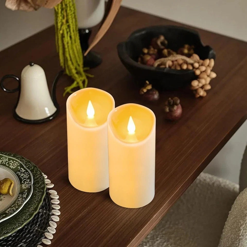 Flameless Plastic LED Candles,Pack of 2 Battery Operated Flickering Candle with