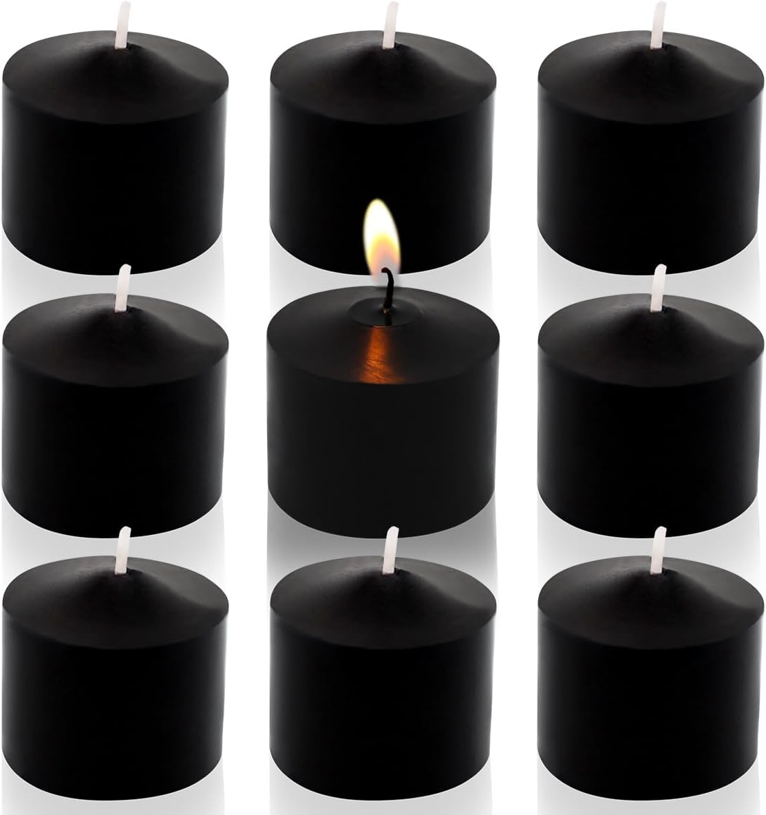 Black Votive Candles, 9 Packs Unscented Small Votives for Halloween, Wedding, Ho